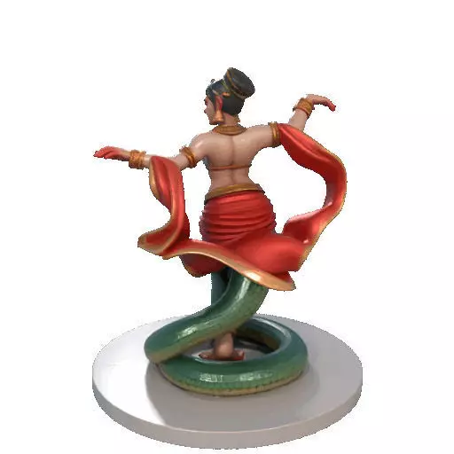 2258 Indian Serpent Woman Dancer on Pedestal magic 3D print model_23