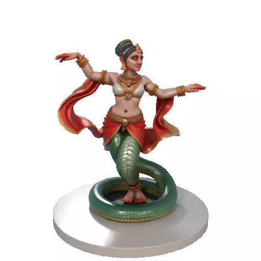 2258 Indian Serpent Woman Dancer on Pedestal magic 3D print model_7