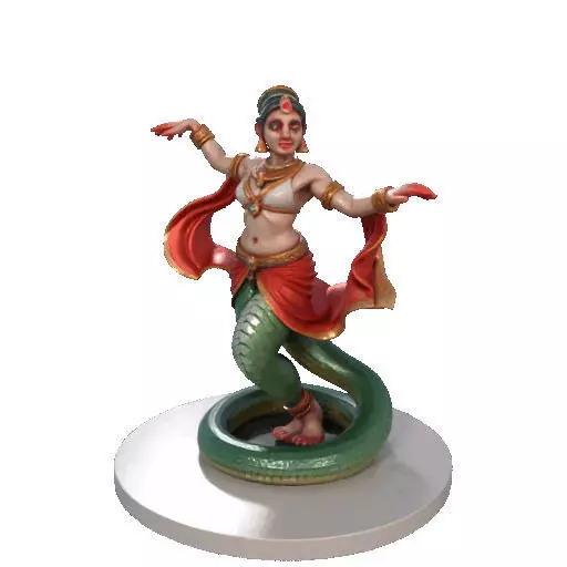 2258 Indian Serpent Woman Dancer on Pedestal magic 3D print model_34