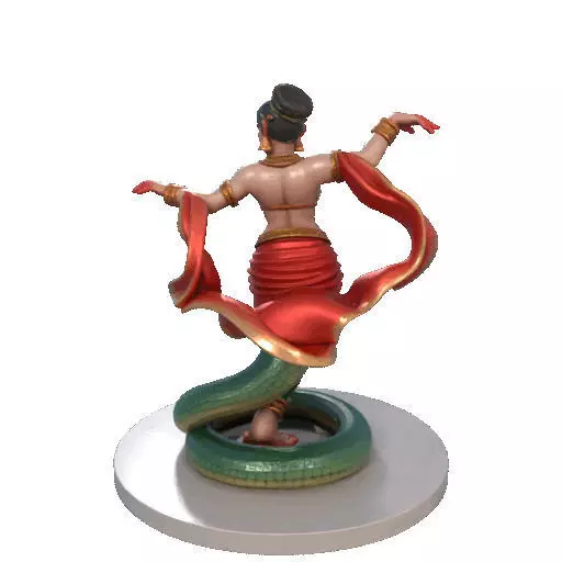 2258 Indian Serpent Woman Dancer on Pedestal magic 3D print model_21