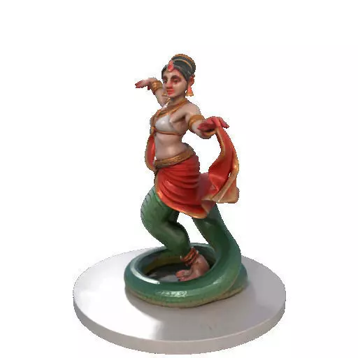 2258 Indian Serpent Woman Dancer on Pedestal magic 3D print model_31