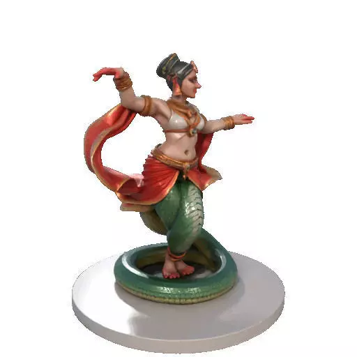2258 Indian Serpent Woman Dancer on Pedestal magic 3D print model_10