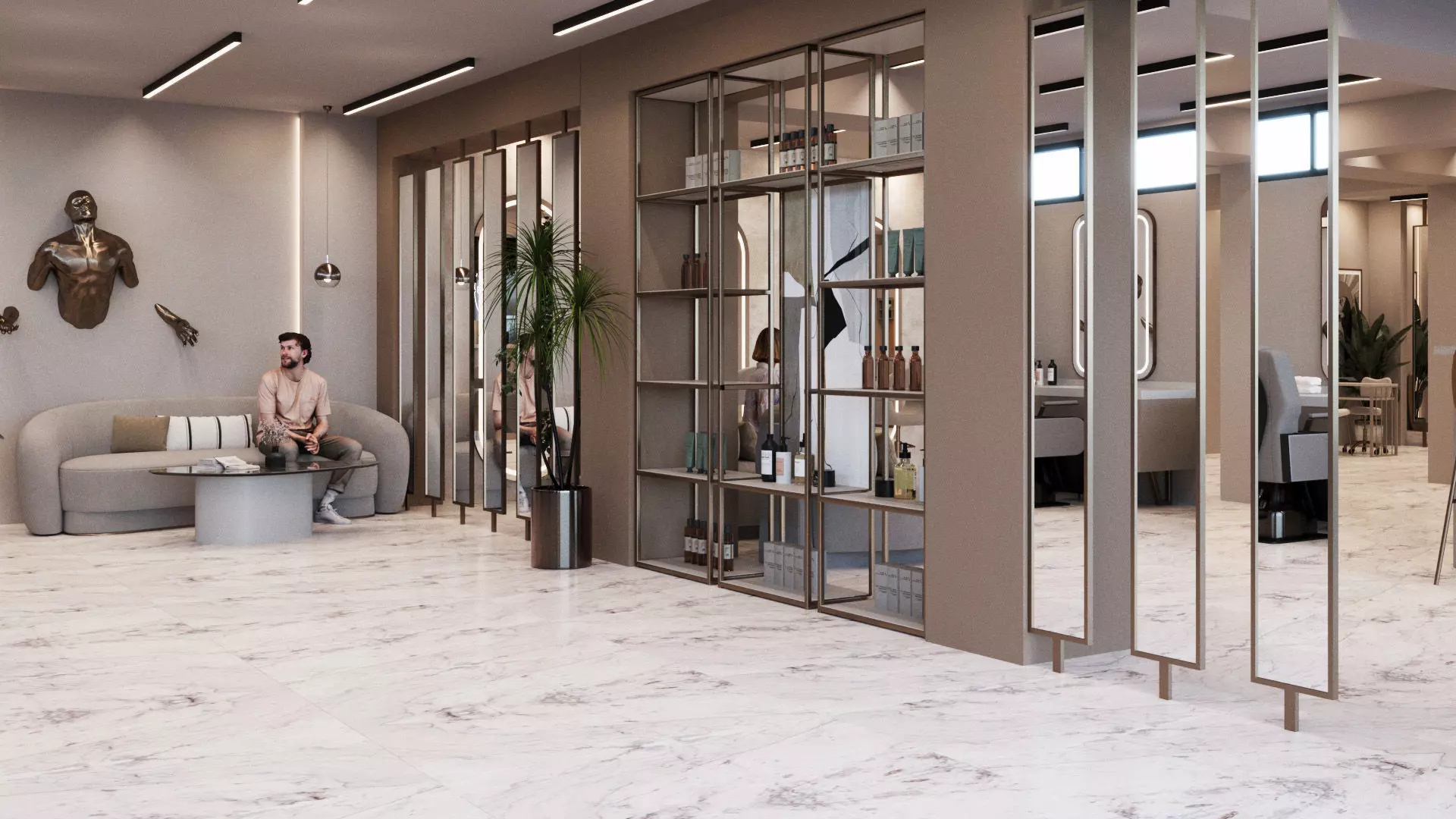 Beauty and Barber Salon Interior Scene 3d Model 3D model_0