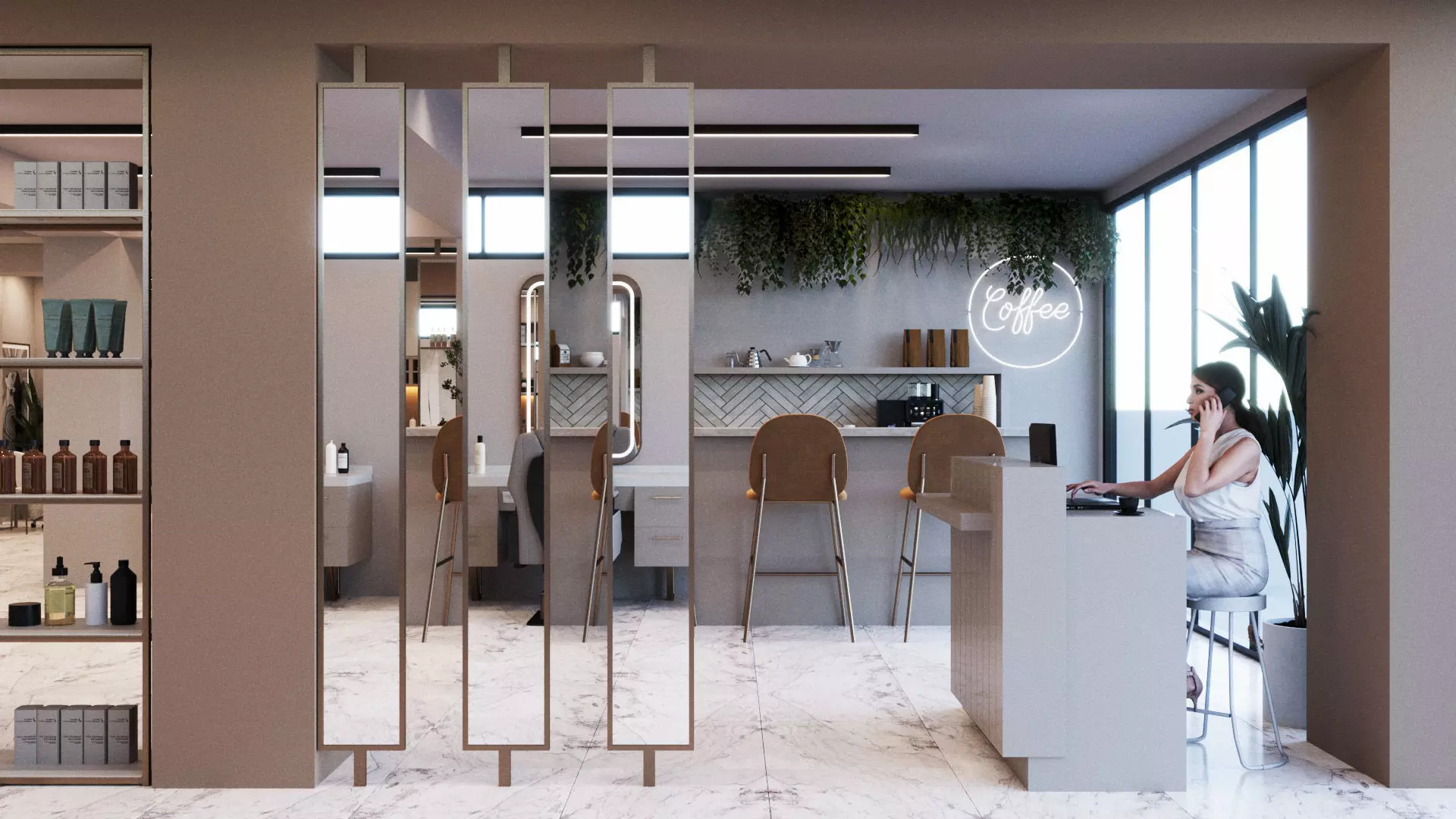 Beauty and Barber Salon Interior Scene 3d Model 3D model_5