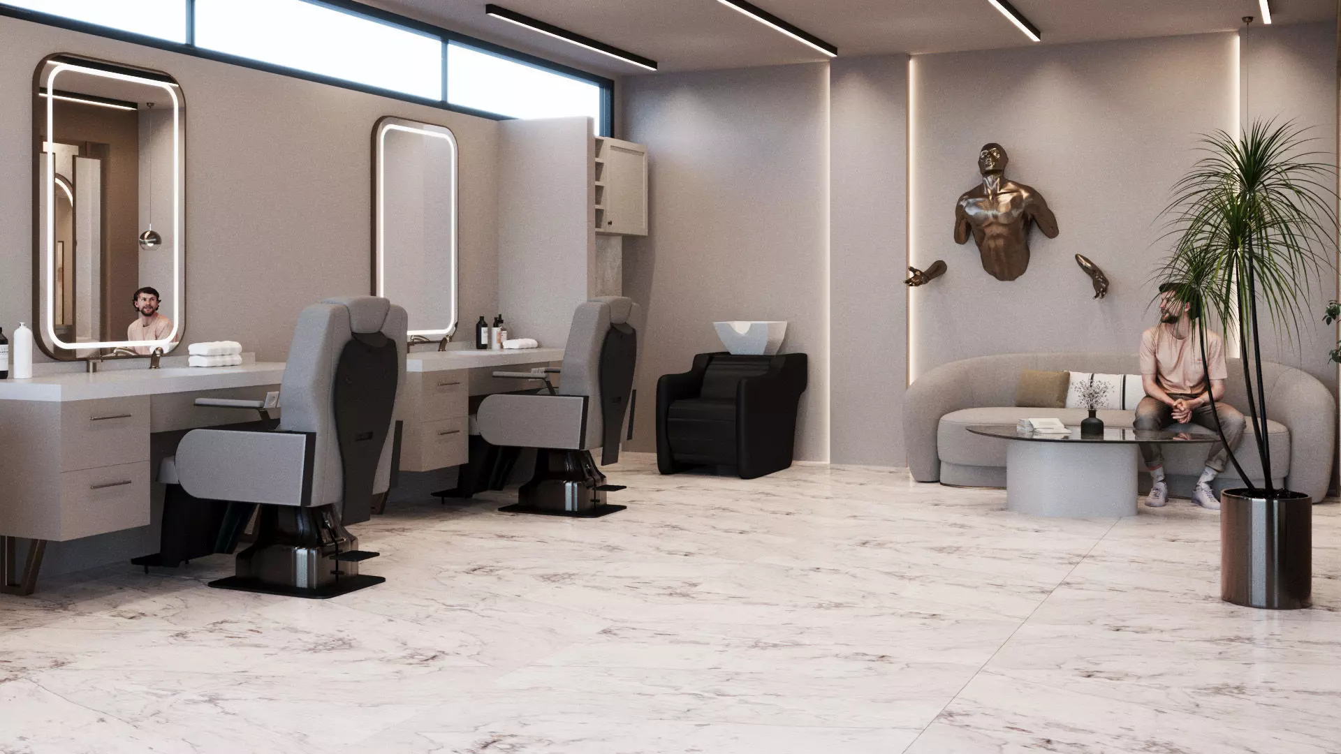 Beauty and Barber Salon Interior Scene 3d Model 3D model_3