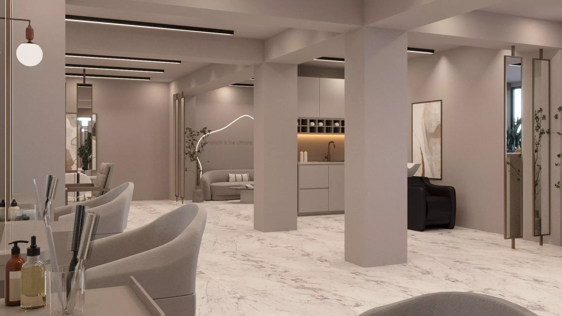 Beauty and Barber Salon Interior Scene 3d Model 3D model_1