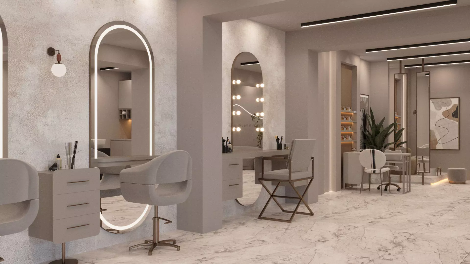 Beauty and Barber Salon Interior Scene 3d Model 3D model_6