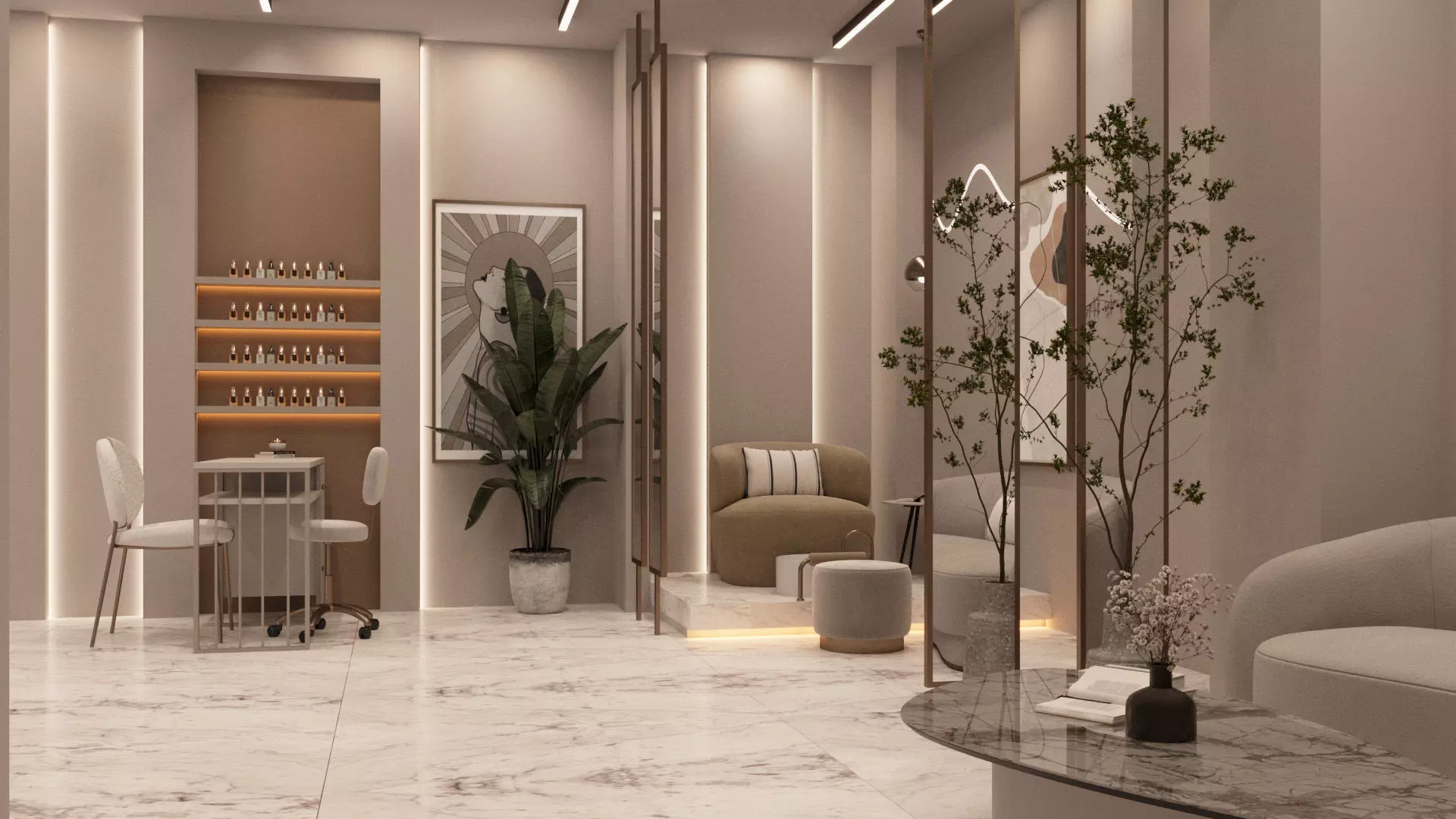 Beauty and Barber Salon Interior Scene 3d Model 3D model_2