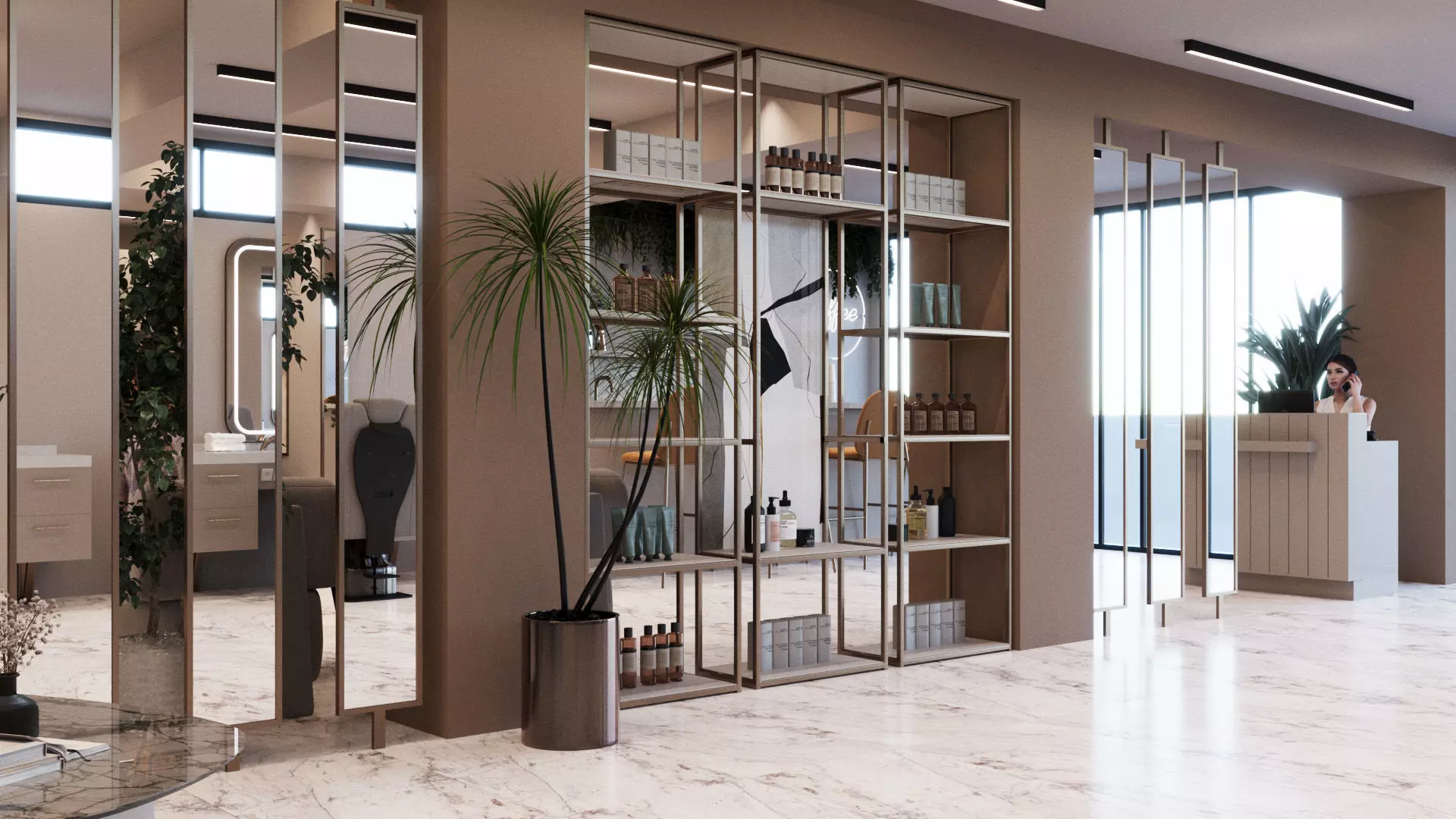 Beauty and Barber Salon Interior Scene 3d Model 3D model_4