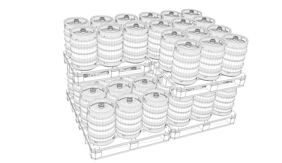 Pallets Of Beer Kegs 3D model_9