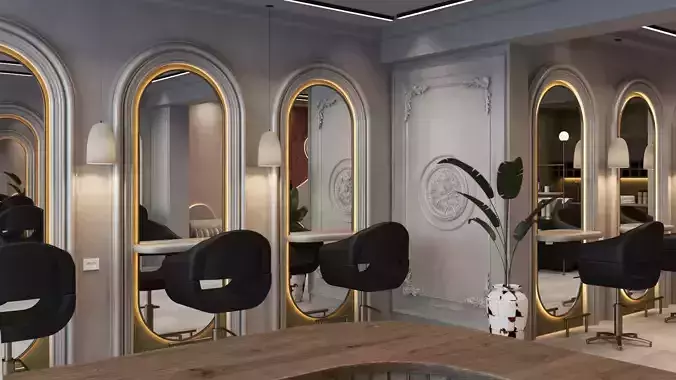 Beauty Salon Interior Scene 3d Model