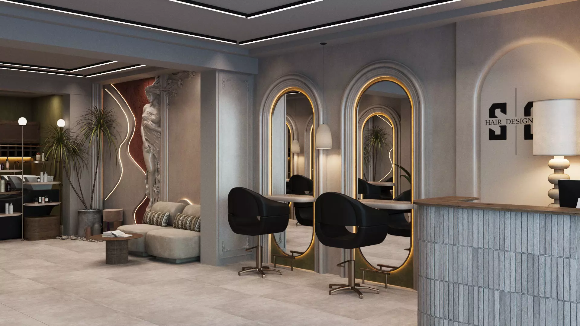 Beauty Salon Interior Scene 3d Model 3D model_1