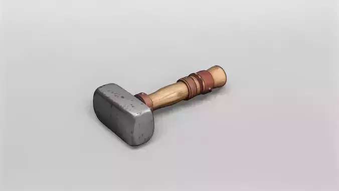 Rustic Blacksmith Hammer with Wooden Handle