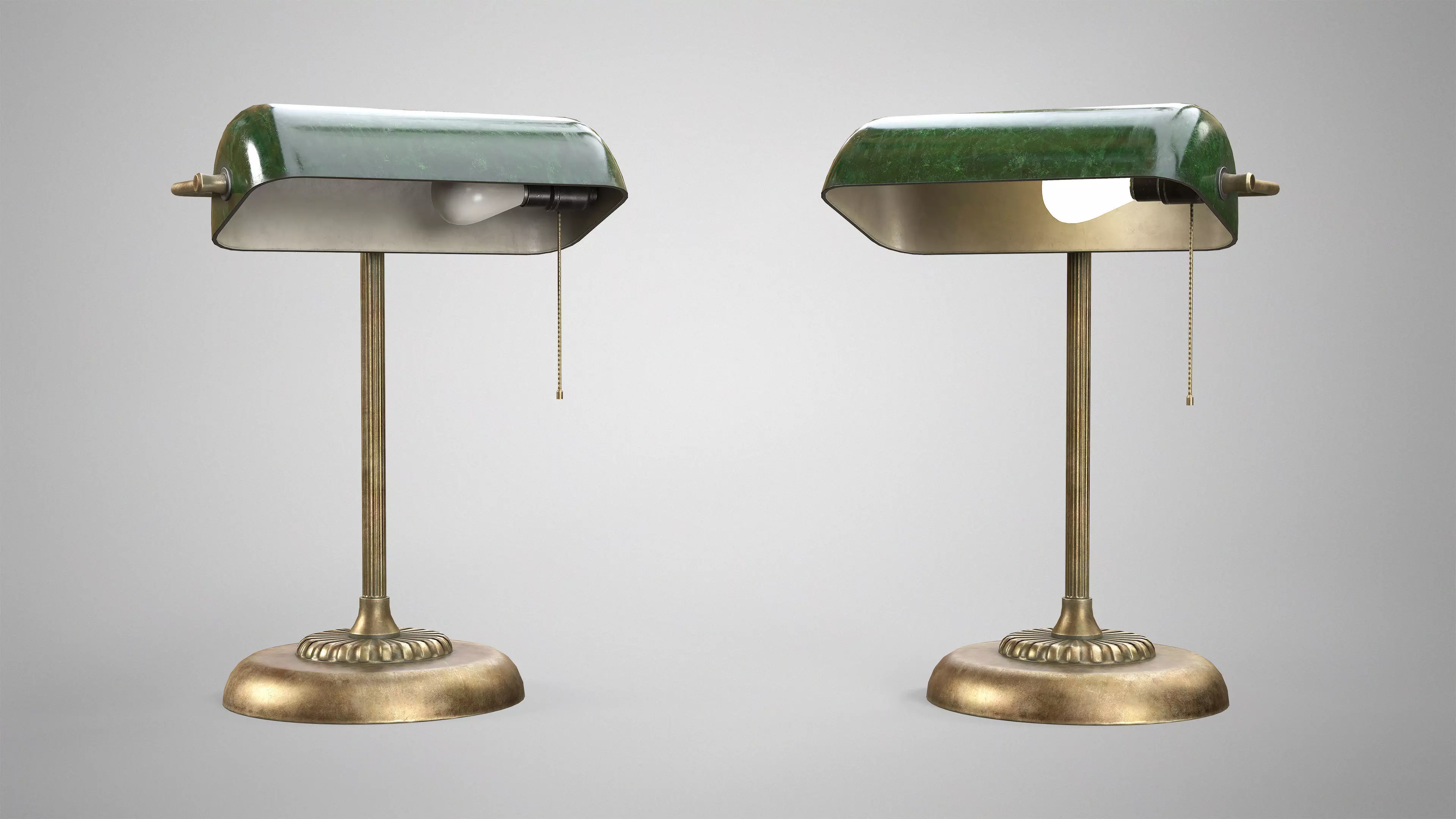 Vintage Banker Lamp - Retro Office Lamp AAA Game Ready Low-poly 3D model_4