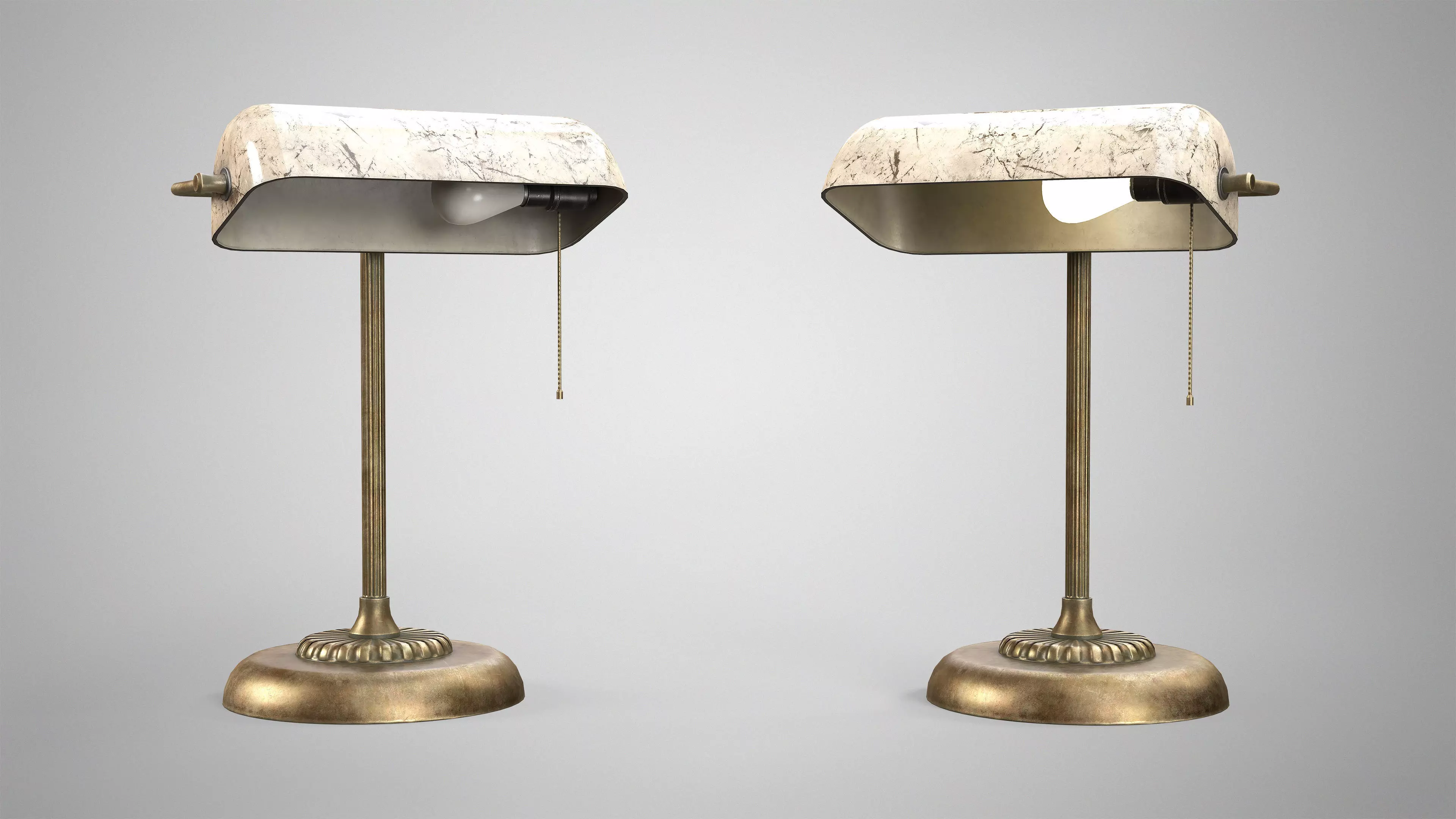 Vintage Banker Lamp - Retro Office Lamp AAA Game Ready Low-poly 3D model_10