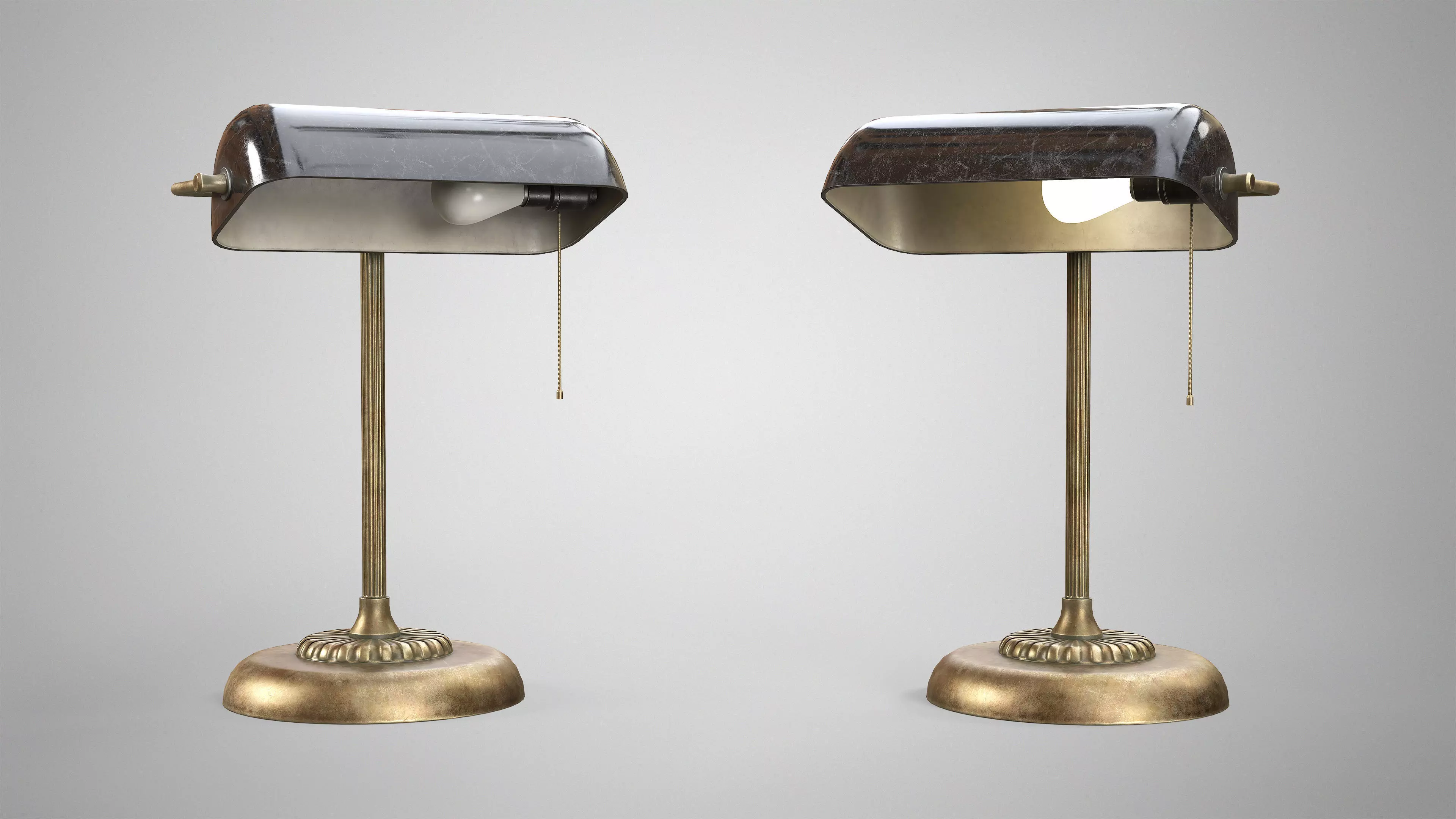 Vintage Banker Lamp - Retro Office Lamp AAA Game Ready Low-poly 3D model_7