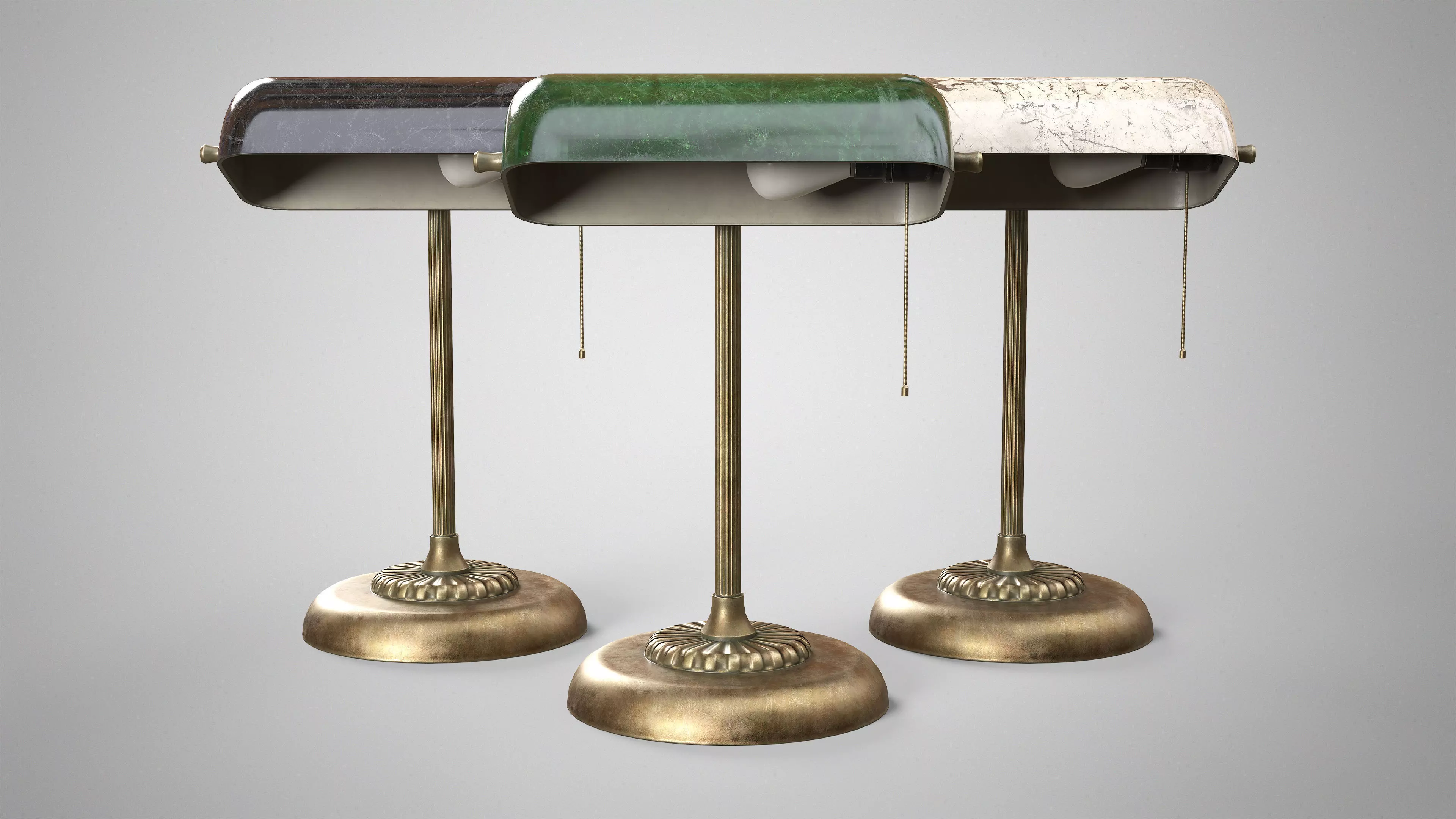 Vintage Banker Lamp - Retro Office Lamp AAA Game Ready Low-poly 3D model_3