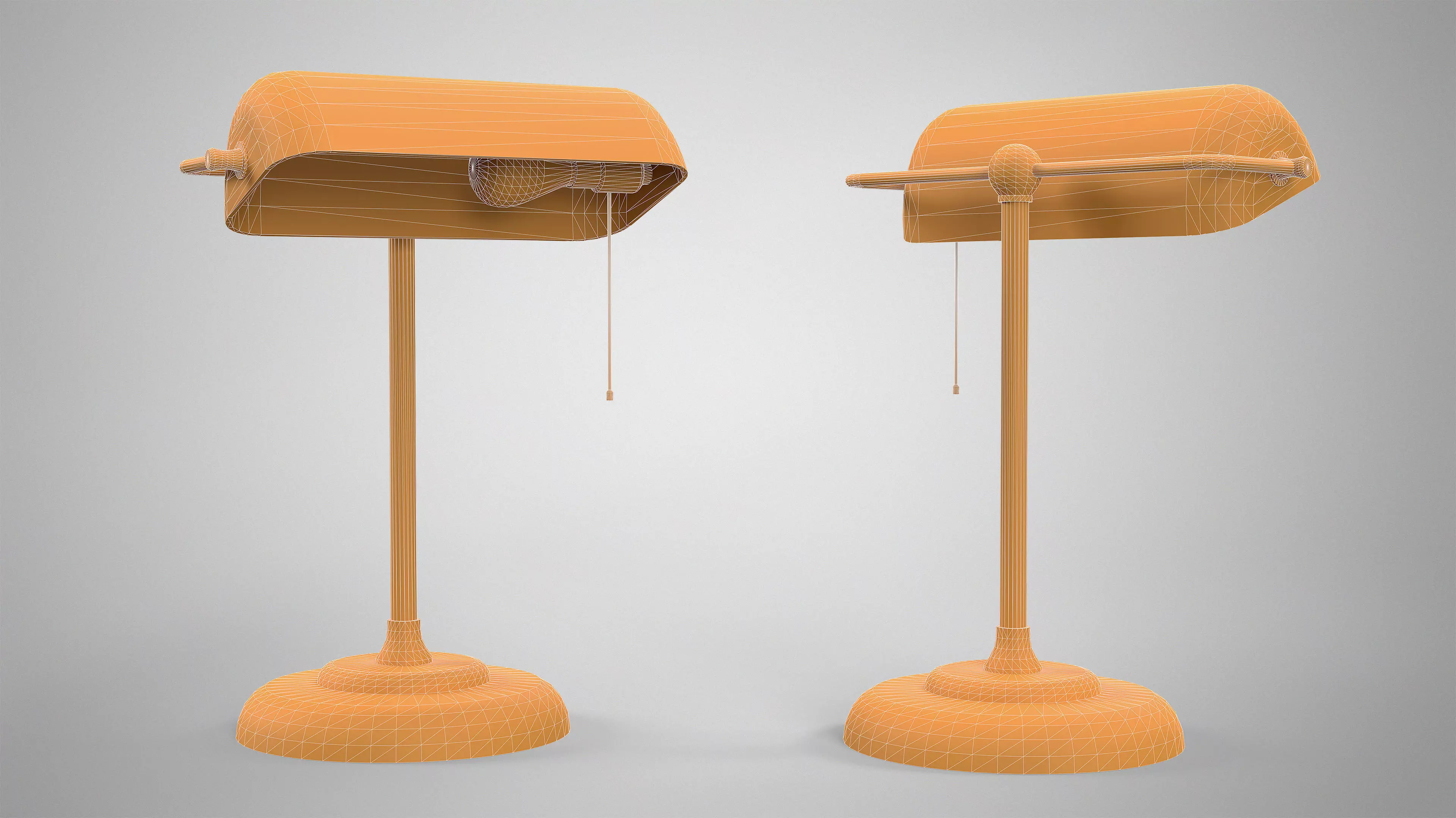 Vintage Banker Lamp - Retro Office Lamp AAA Game Ready Low-poly 3D model_12