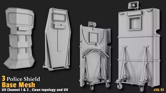 Police Shield  Base Mesh VOL01