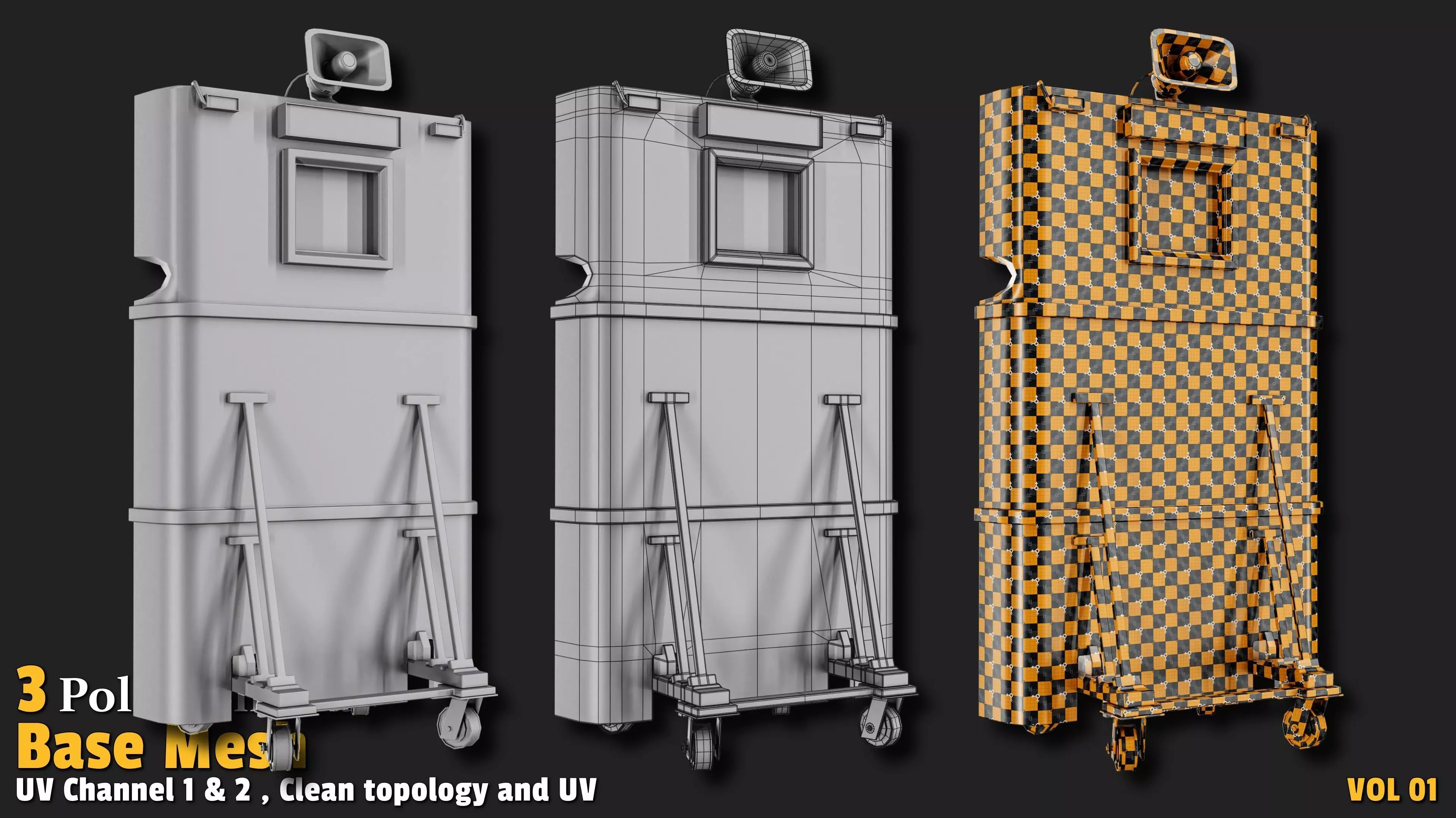 Police Shield  Base Mesh VOL01 Low-poly 3D model_3