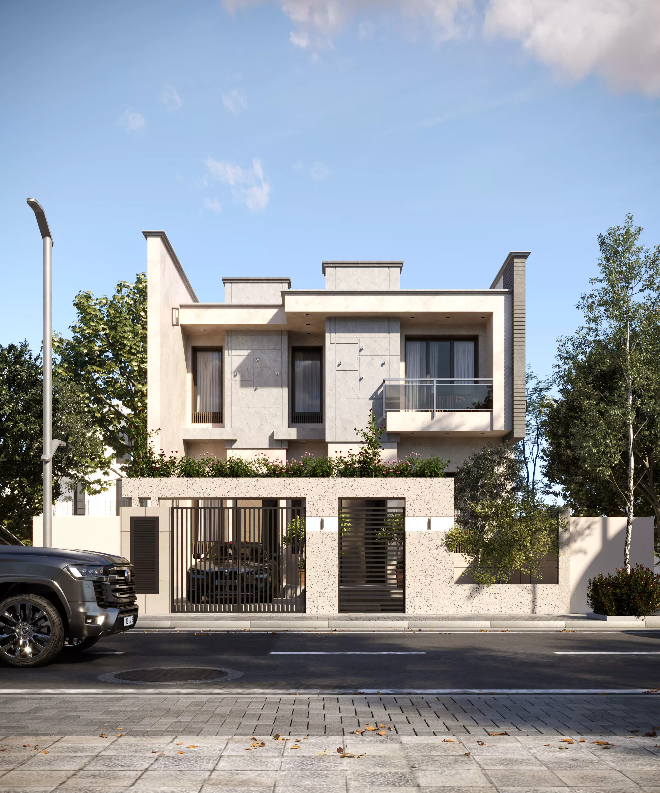 Modern House Exterior Design 3D model_0