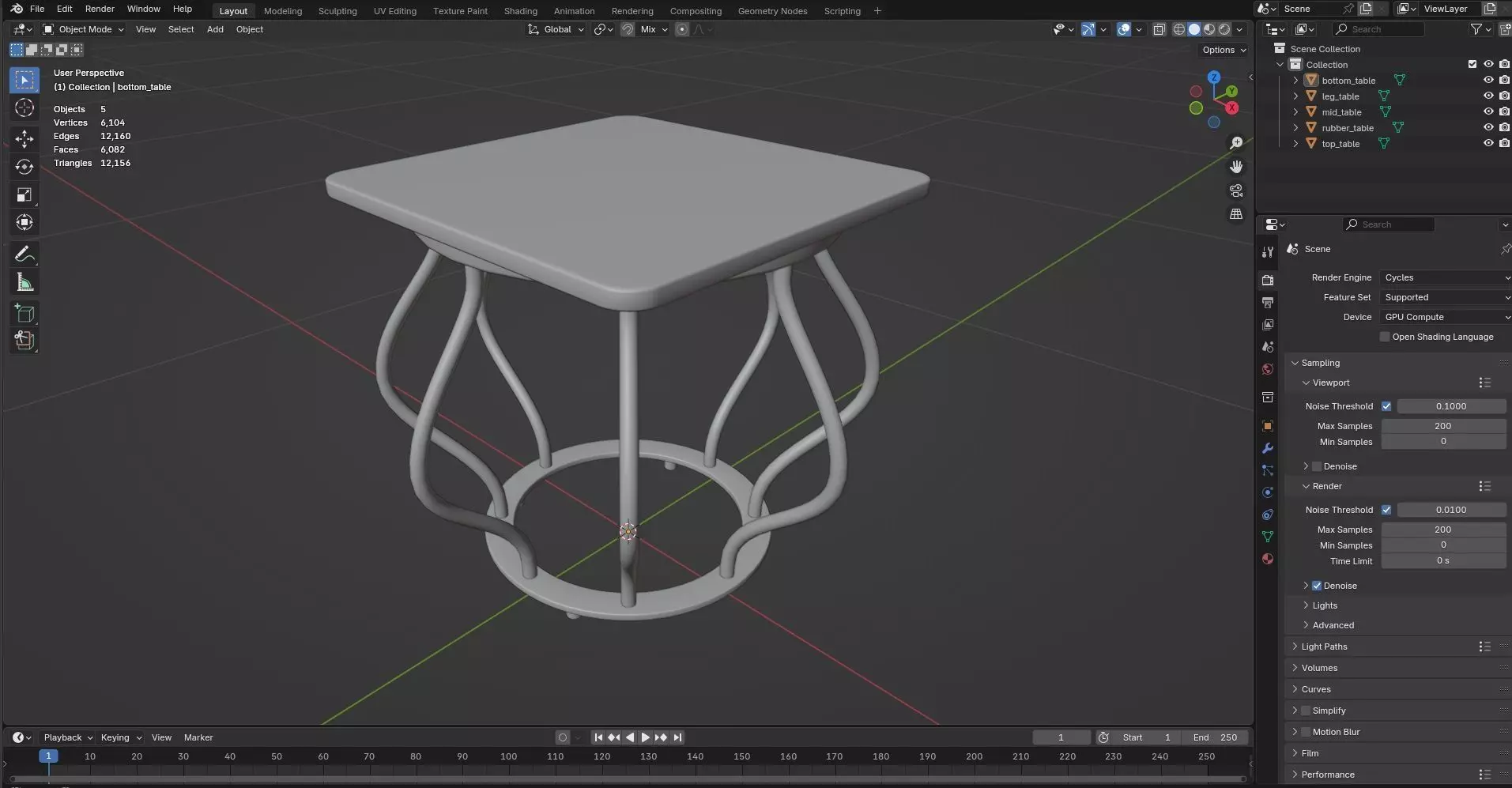 Square Table CG104 3D model_7