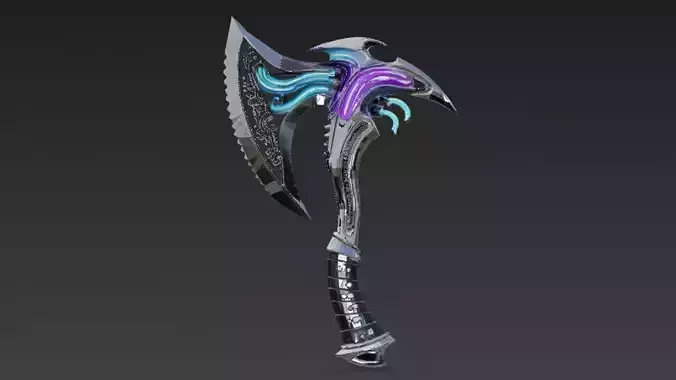 Cartoon Cyber Axe PBR 3D Model