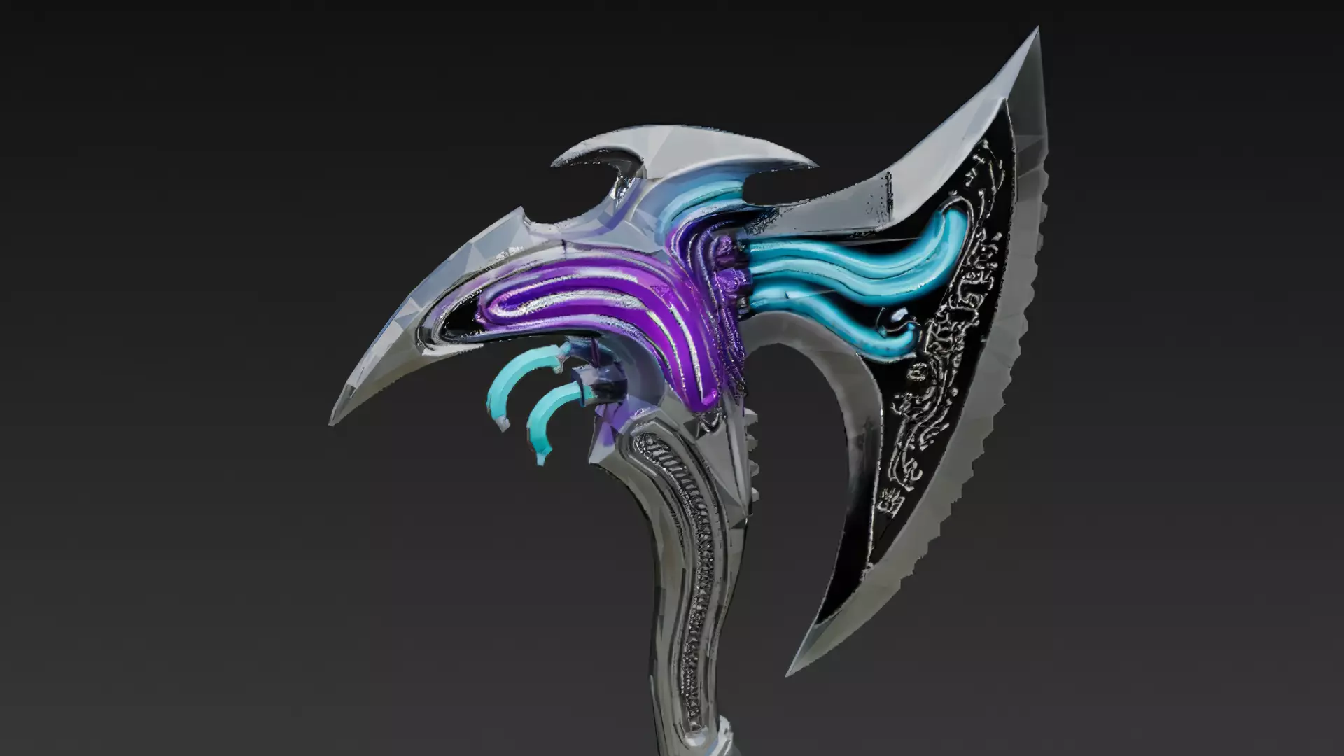 Cartoon Cyber Axe PBR 3D Model Low-poly 3D model_3