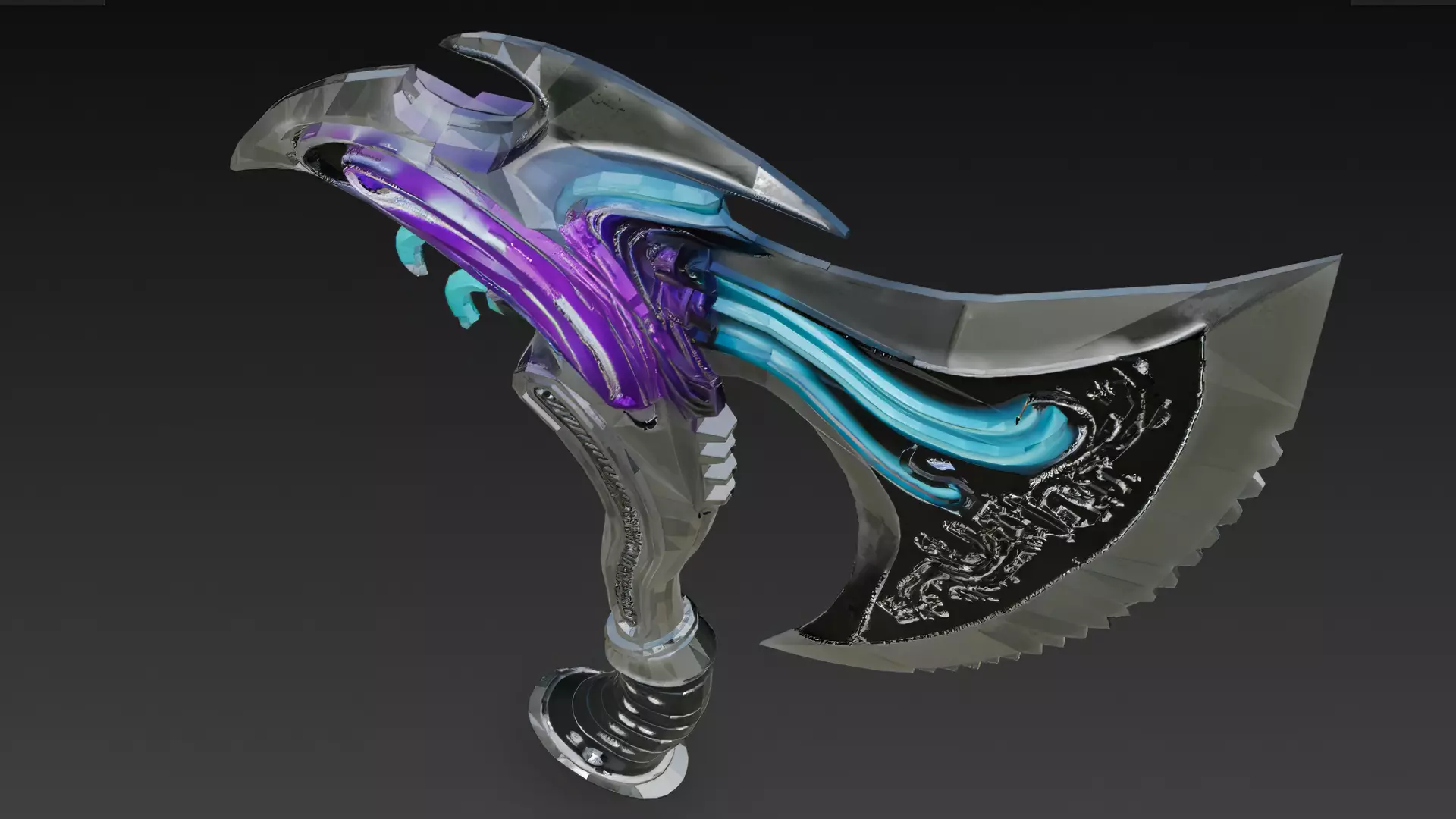 Cartoon Cyber Axe PBR 3D Model Low-poly 3D model_7