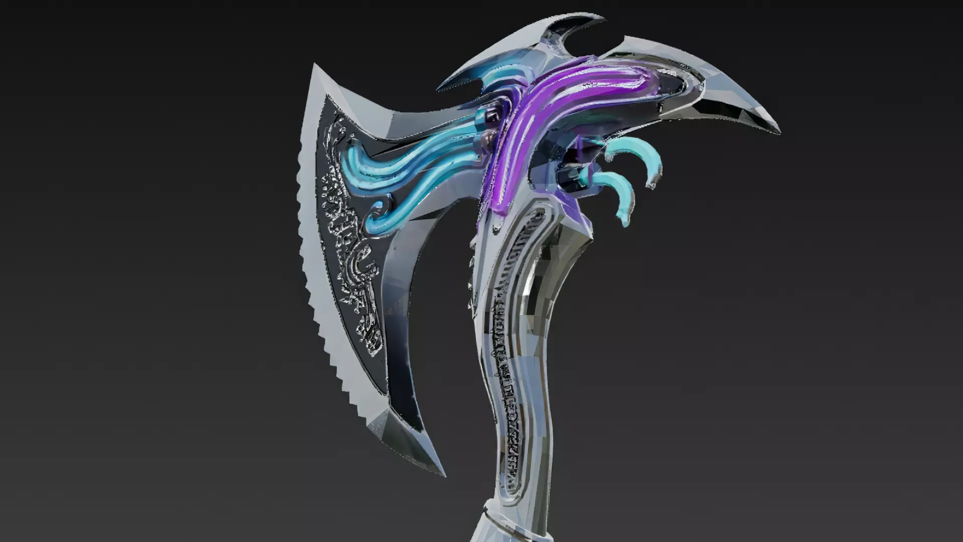 Cartoon Cyber Axe PBR 3D Model Low-poly 3D model_4