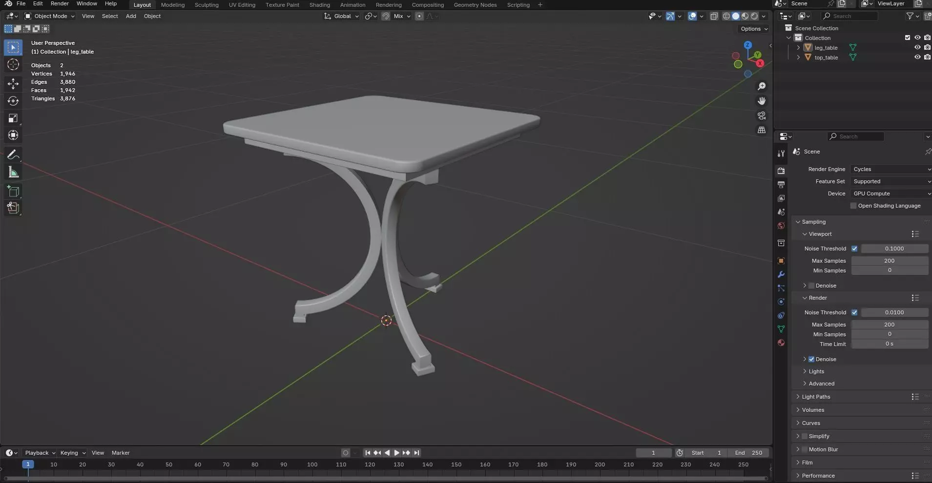Square Table CG106 3D model_7