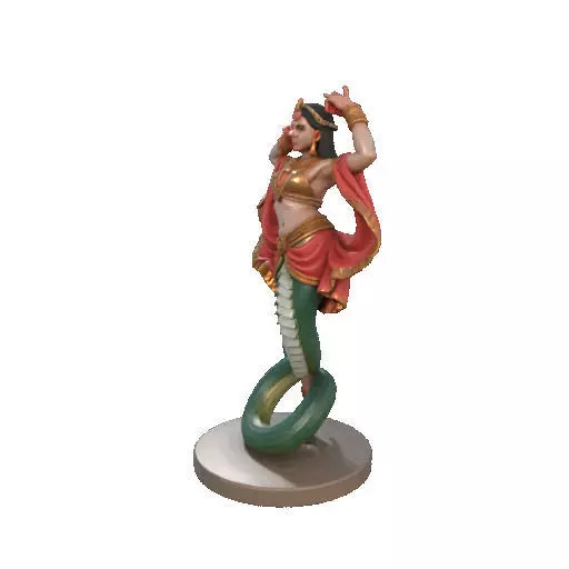 2259  Indian Serpent Woman Dancer on Pedestal 3D print model_31