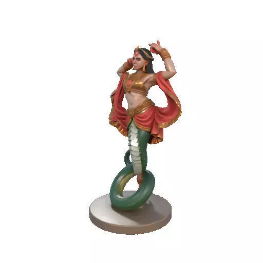 2259  Indian Serpent Woman Dancer on Pedestal 3D print model_32