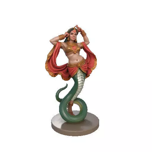 2259  Indian Serpent Woman Dancer on Pedestal 3D print model_9