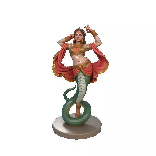 2259  Indian Serpent Woman Dancer on Pedestal 3D print model_35