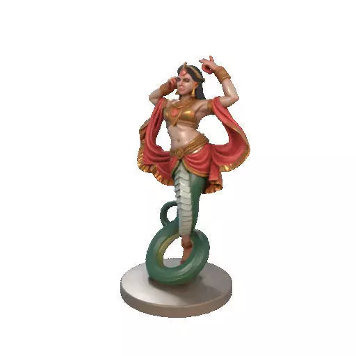 2259  Indian Serpent Woman Dancer on Pedestal 3D print model_33