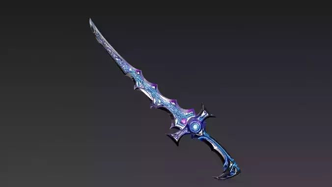 Cartoon Cyber Kris Sword PBR 3D Model