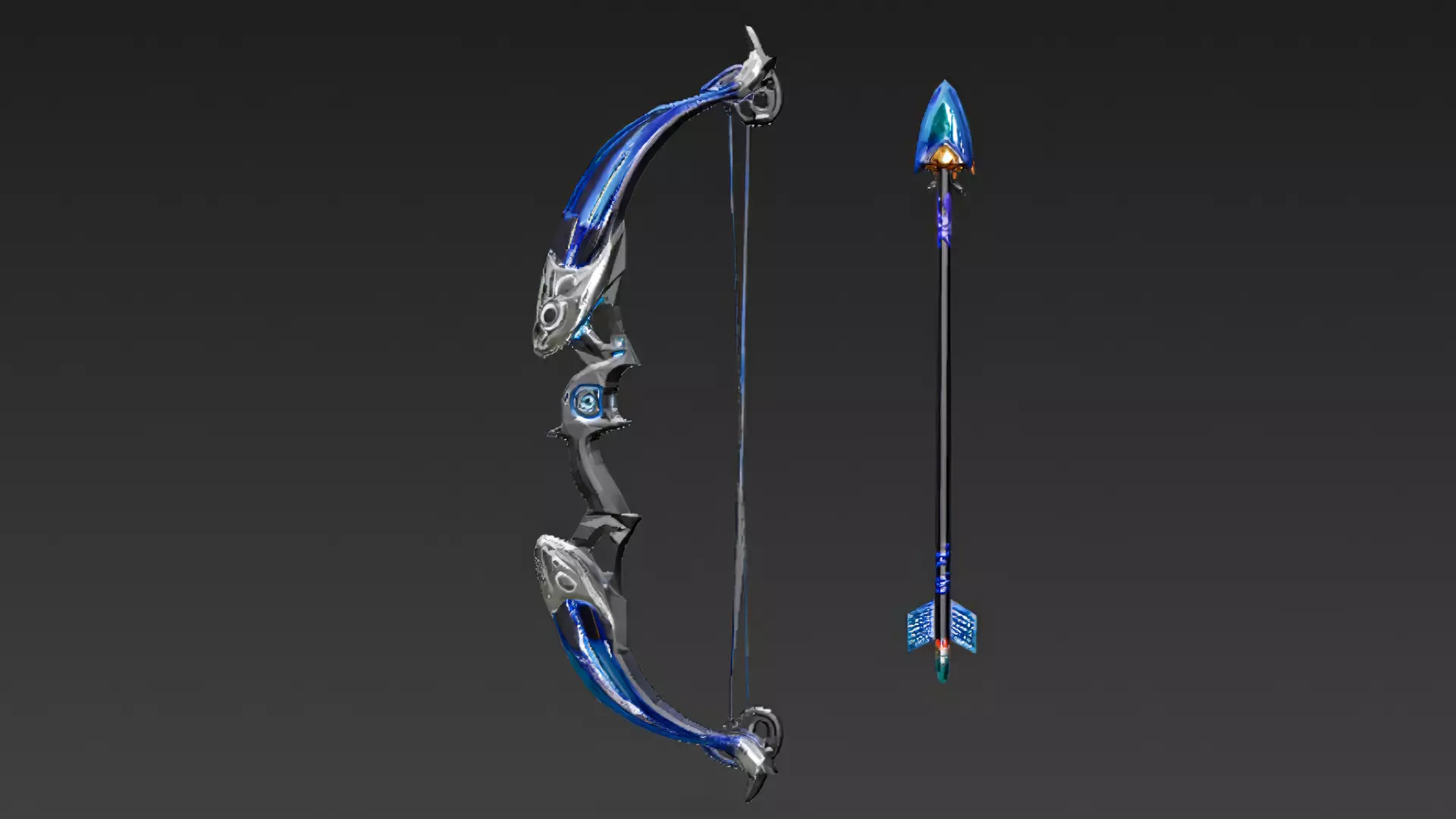 Cartoon Cyber Bow and Arrow PBR 3D Model Low-poly 3D model