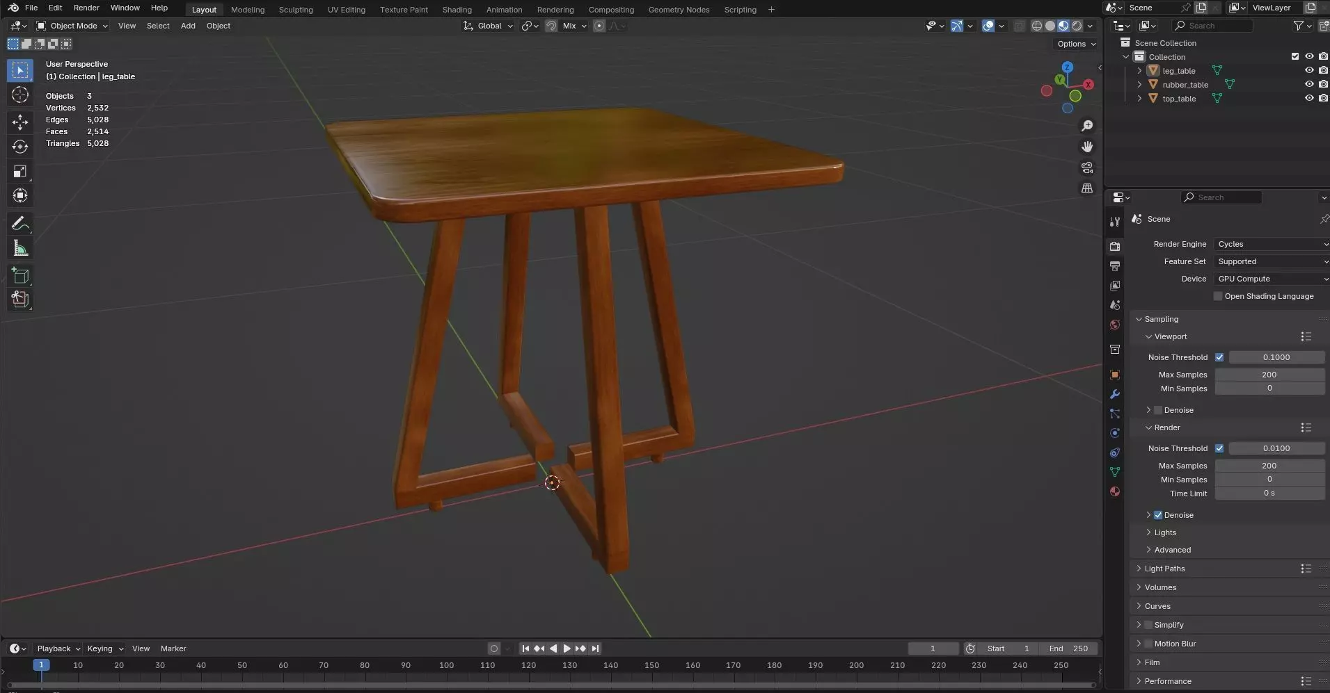 Square Table CG109 3D model_8