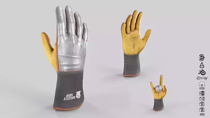Welding Gloves Low-poly 3D model