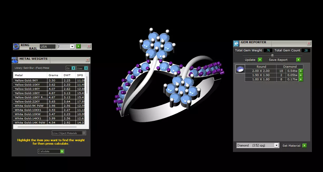Diamond ring Jewelry Cocktail Ring 3D print model 3D print model_2