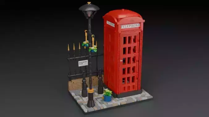 Telephone booth 3D model