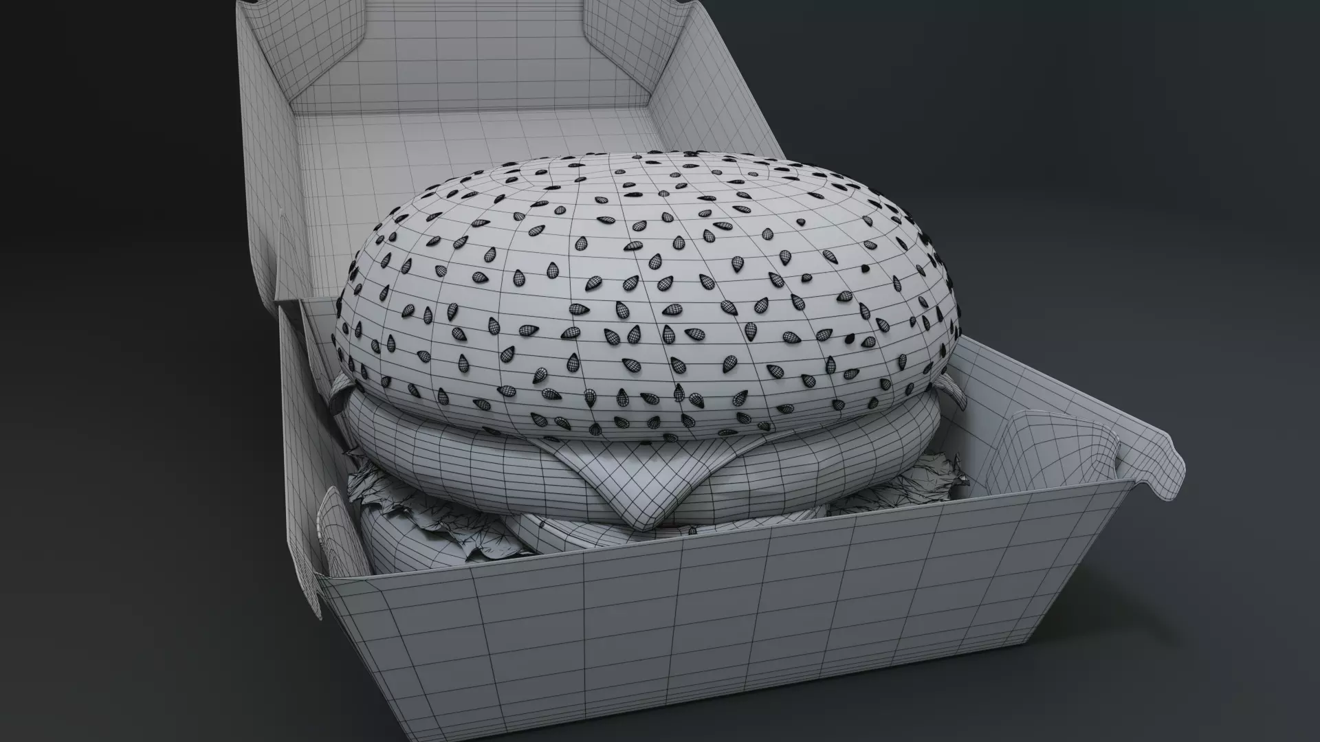 3D Cheeseburger with package model 3D model_11