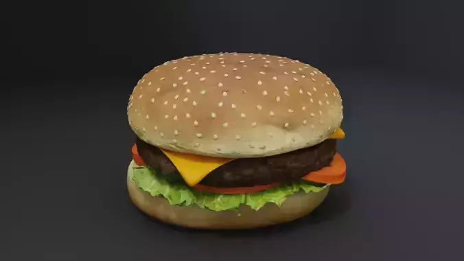 3D Cheeseburger with package model 3D model 3