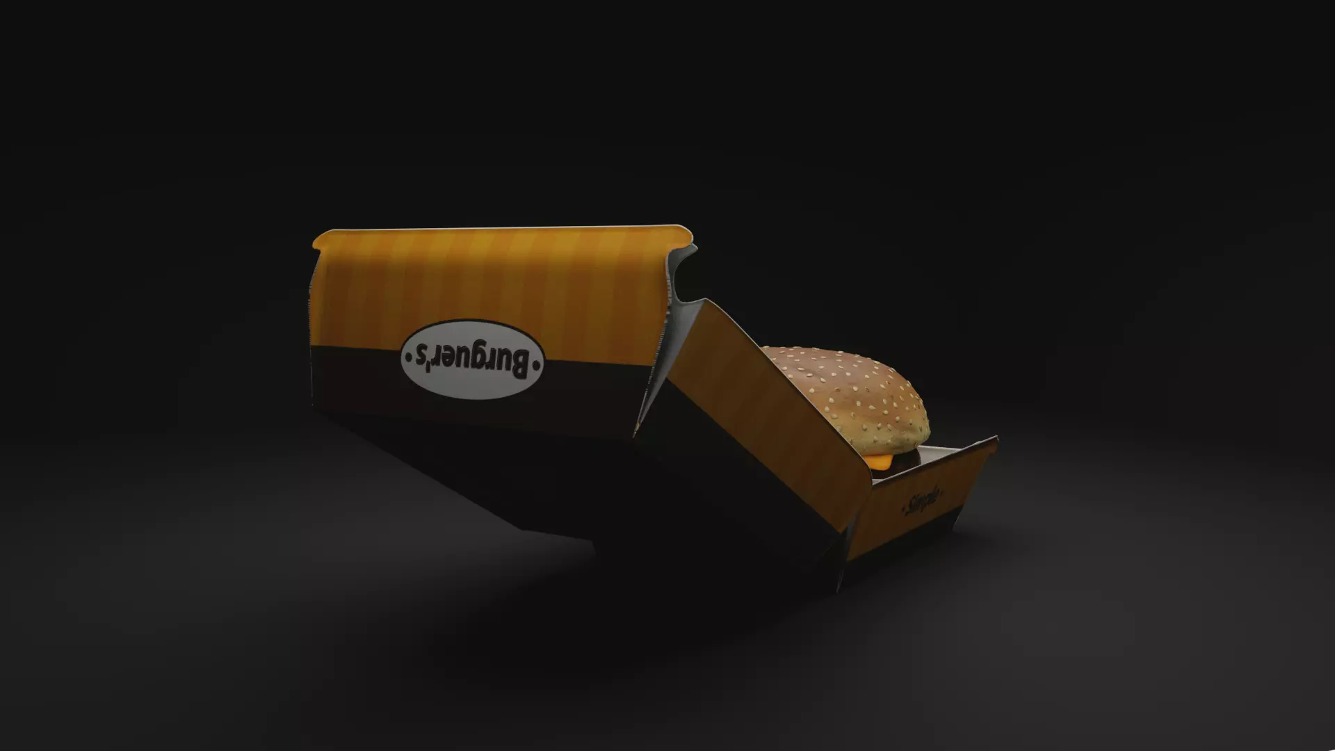 3D Cheeseburger with package model 3D model_9