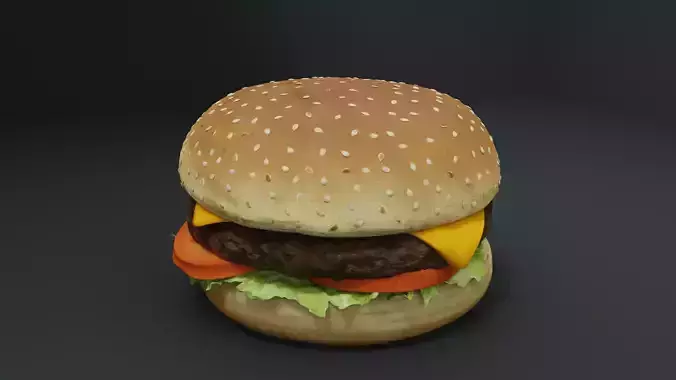 3D Cheeseburger with package model 3D model 4
