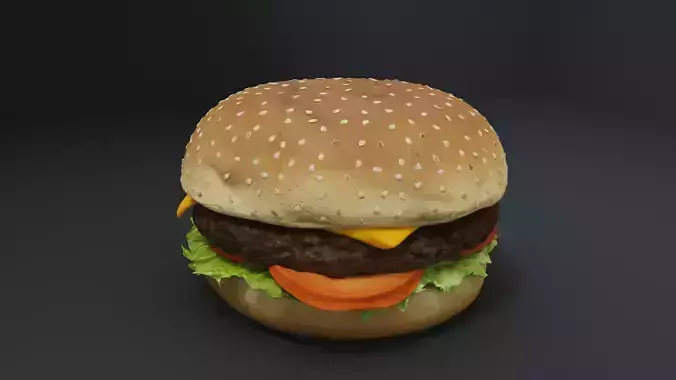 3D Cheeseburger with package model 3D model 5