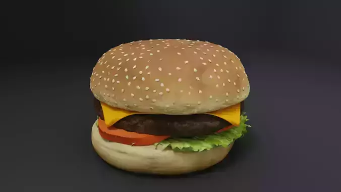 3D Cheeseburger with package model 3D model 7