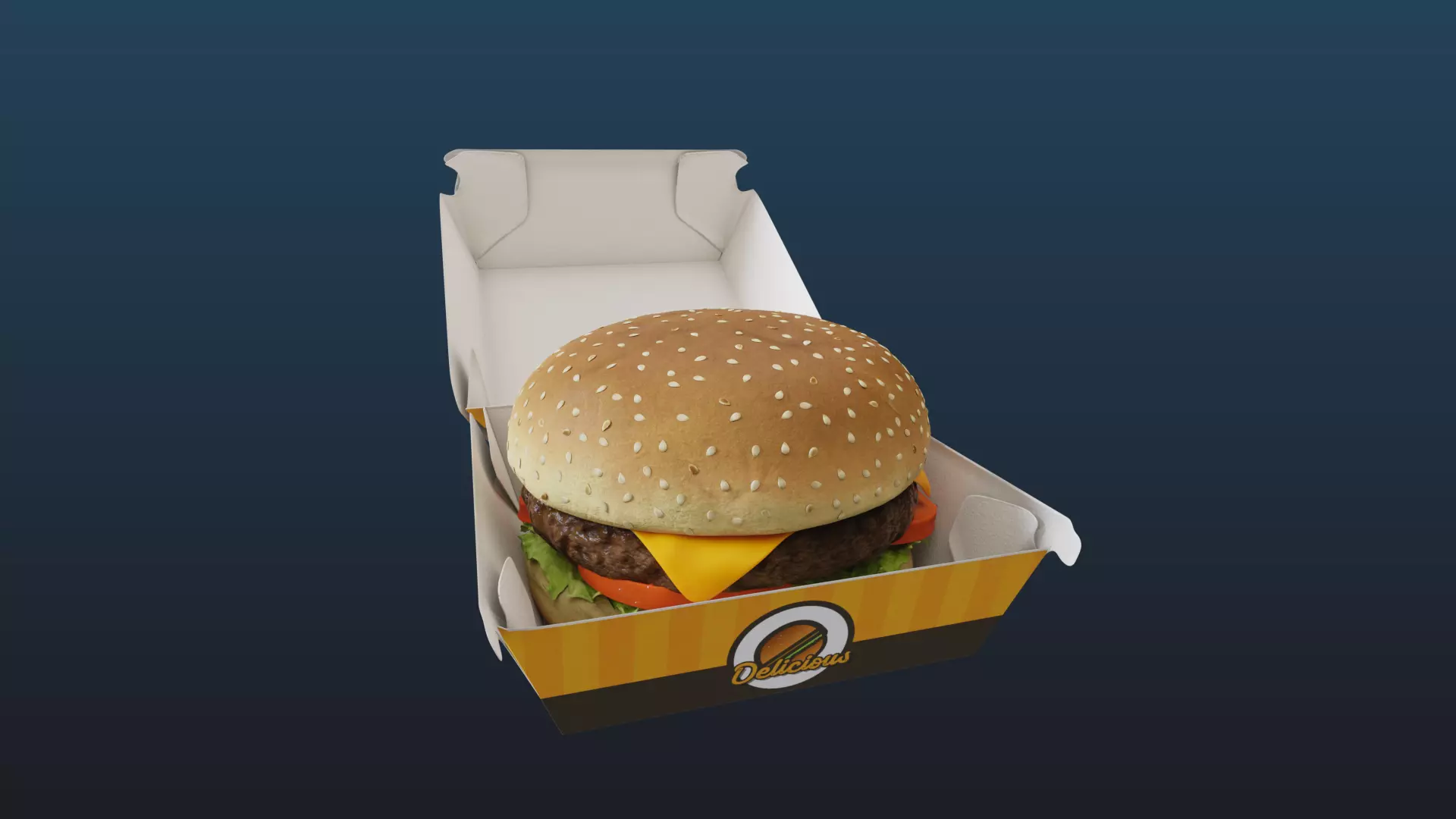 3D Cheeseburger with package model 3D model_0