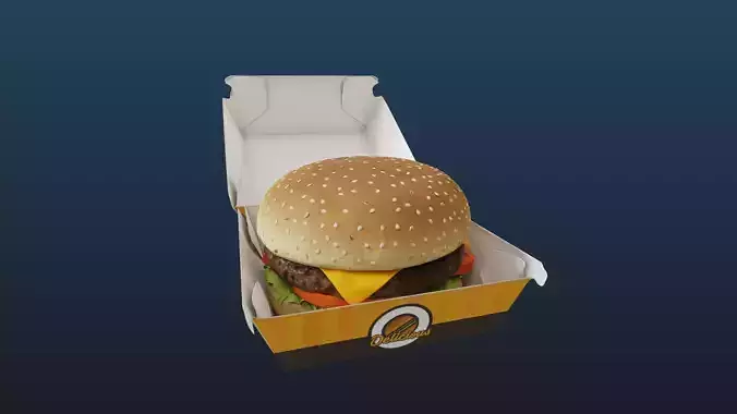 3D Cheeseburger with package model 3D model